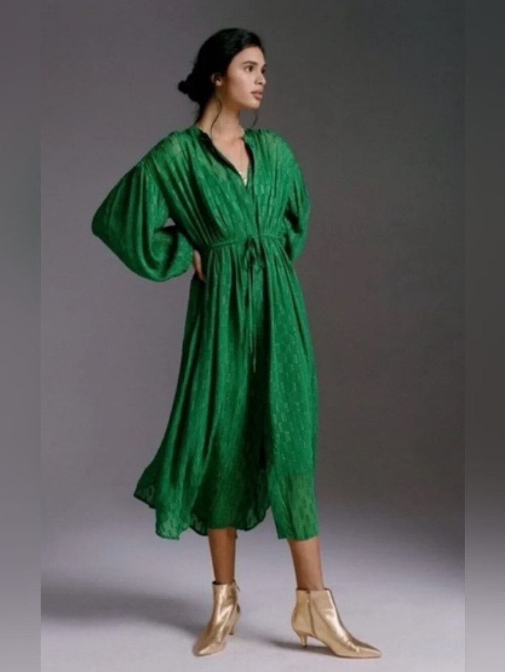 Anthropologie Emerald Green Maxi Dress